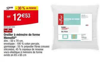 Cora x Carrefour Oreiller à mémoire de forme Memofill® offre