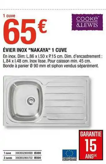 Brico Dépôt évier Inox offre