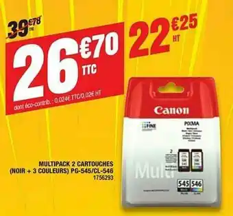 Multipack 2 Cartouches (noir + 3 Couleurs) Pg-545-cl-546