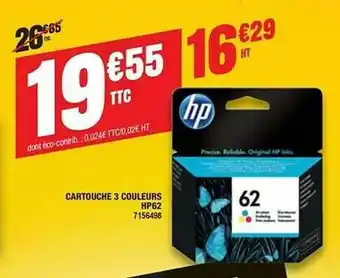 Cartouche 3 Couleurs Hp62