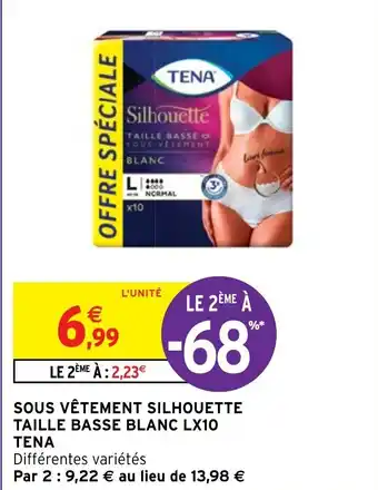 Intermarché Hyper SOUS VÊTEMENT SILHOUETTE TAILLE BASSE BLANC LX10 TENA offre