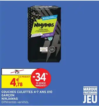 Intermarché Hyper COUCHES CULOTTES 4-7 ANS X10 GARÇON NINJAMAS offre