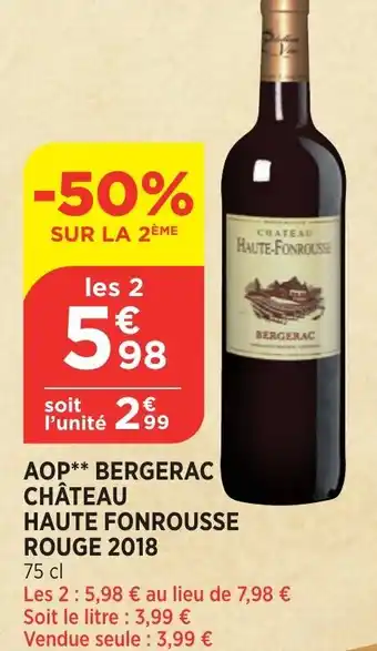 AOP bergerac château haute fonrousse rouge 2018