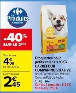 Carrefour Contact Carrefour - croquettes pour petits chiens 10kg companino vitalive offre