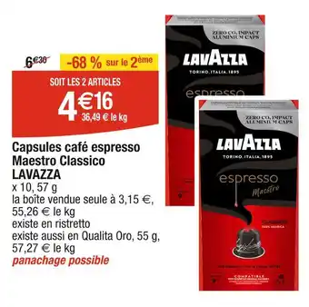 Cora LAVAZZA Capsules café espresso Maestro Classico offre