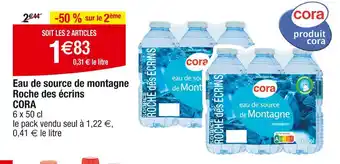 Cora x Carrefour CORA Eau de source de montagne Roche des écrins offre