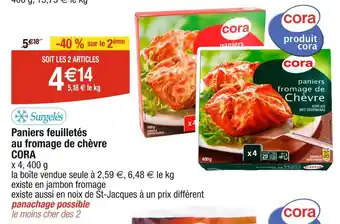 Cora x Carrefour CORA Paniers feuilletés au fromage de chèvre offre