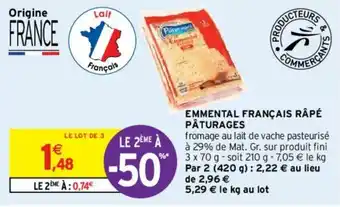 Intermarché Emmental français râpé pâturages offre