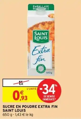 Intermarché Sucre en poudre Extra fin Saint Louis offre