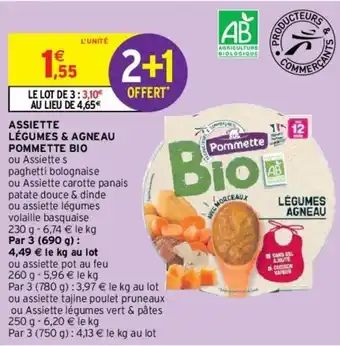 Intermarché Assiettes légumes & Agneau Pommette Bio offre