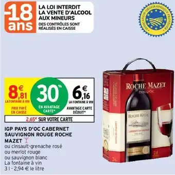 Intermarché IGP Pays d'oc Cabernet sauvignon rouge Roche offre