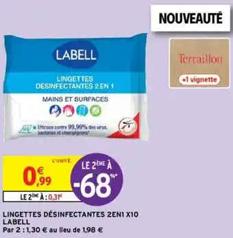 Lingettes désinfectantes 2en1 X10