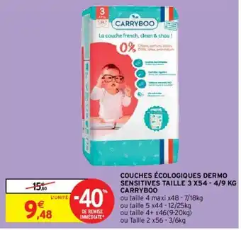 Intermarché Couche écologiques Dermo sensitives taille 3X54 offre