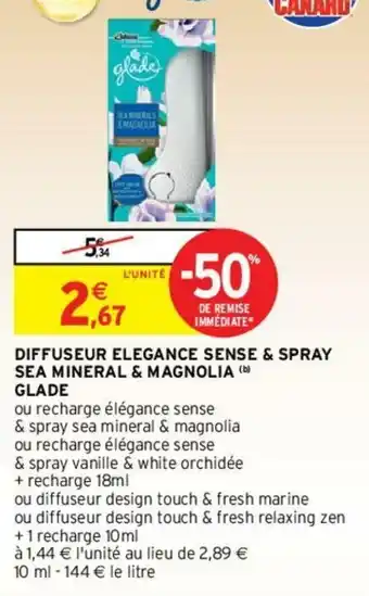 Intermarché Diffuseur elegance sense & Spray Sea Mineral & Magnolia offre