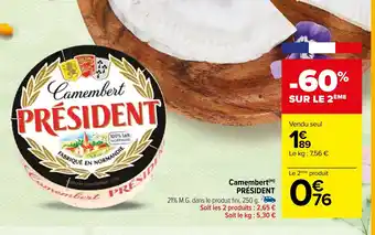 Carrefour Camembert(m) PRÉSIDENT offre