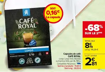 Carrefour Capsules de café CAFÉ ROYAL offre