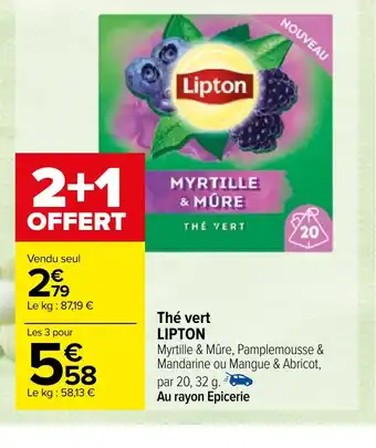 Carrefour Thé vert LIPTON offre