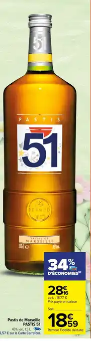 Carrefour Pastis de Marseille PASTIS 51 offre