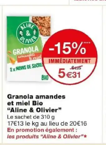 Monoprix Granola amandes et miel Bio offre