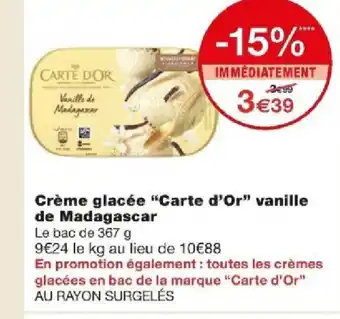 Monoprix Crème glacée "Carte d'Or" vanille de Madagascar offre