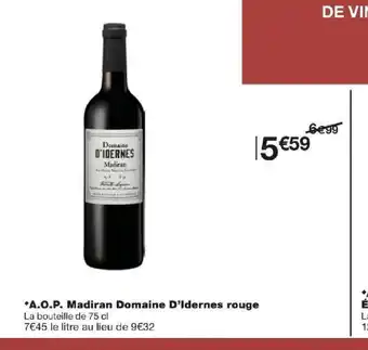 Monoprix A.O.P. Madiran Domaine D'Idernes rouge offre