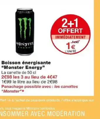 Monoprix Boisson énergisante "Monster Energy" offre