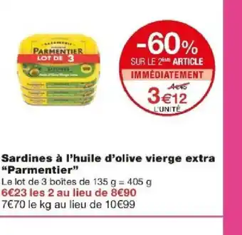 Monoprix Sardines à l'huile d'olive vierge extra "Parmentier" offre