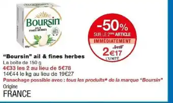 Monoprix Boursin ail & fines herbes offre