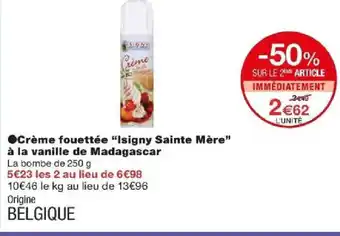 Monoprix Crème fouettée Isigny Sainte Mère offre