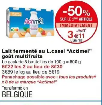 Monoprix Lait fermenté au L.casei "Actimel" goût multifruits offre