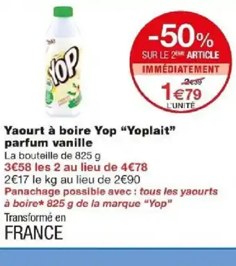 Monoprix Yaourt à boire Yop Yoplait parfum vanille offre