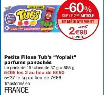 Monoprix Petits Filous Tub's "Yoplait" parfums panachés offre