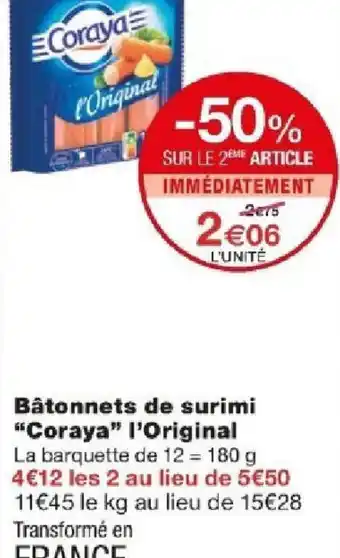 Monoprix Bâtonnets de surimi "Coraya" l'Original offre