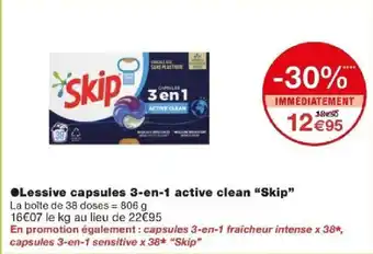 Monoprix ●Lessive capsules 3-en-1 active clean "Skip" offre