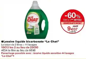 Monoprix ●Lessive liquide bicarbonate "Le Chat" offre