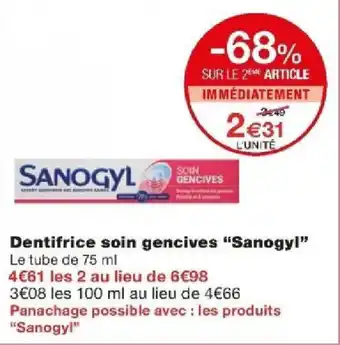 Monoprix Dentifrice soin gencives "Sanogyl" offre