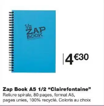 Monoprix Zap Book A5 1/2 "Clairefontaine" offre