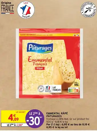 Intermarché Hyper EMMENTAL RÂPÉ PÂTURAGES offre