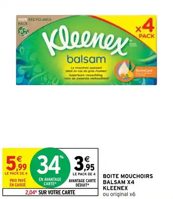 Intermarché Hyper BOITE MOUCHOIRS BALSAM X4 KLEENEX offre