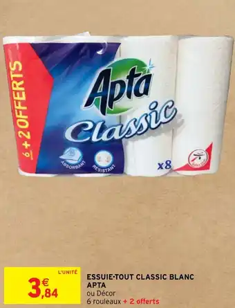 Intermarché Hyper ESSUIE-TOUT CLASSIC BLANC APTA offre