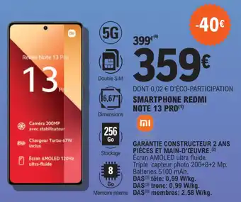 E.Leclerc SMARTPHONE REDMI NOTE 13 PRO offre