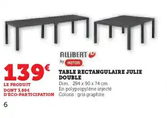 Super U TABLE RECTANGULAIRE JULIE DOUBLE offre