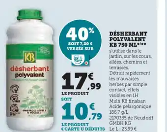 Super U DÉSHERBANT POLYVALENT KB 750 ML offre