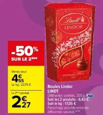 Carrefour Boules Lindor Lindt offre