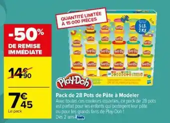 Carrefour Pack De 28 Pots De Pate a Modeler offre