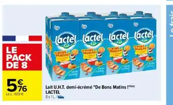 Carrefour Lait U.H.T Demi-ècrèmè "De Bons Matins offre