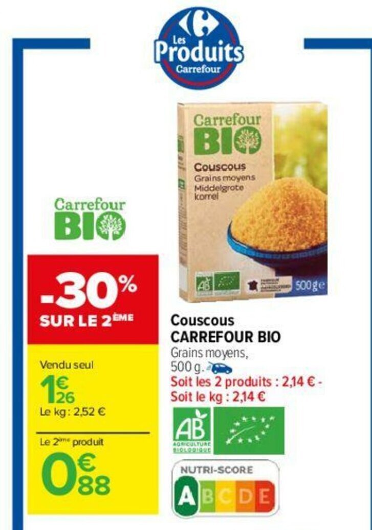 Promo Couscous Carrefour Bio chez Carrefour