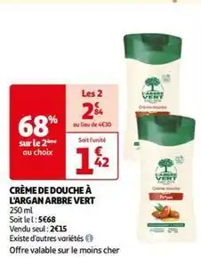 Auchan L'arbre vert - crème de douche à l'argan offre