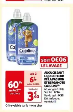 Auchan Cajoline - adoucissant liquide fleur de la passion et bergamote offre