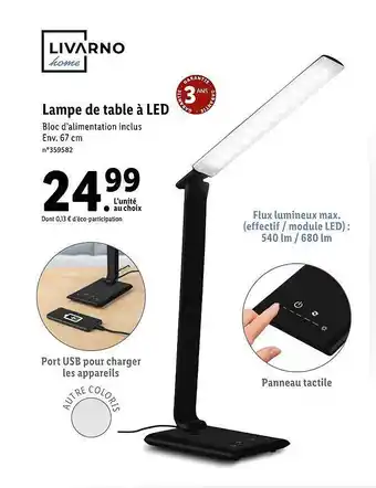 Lidl Lampe De Table à Led Livarno Home offre